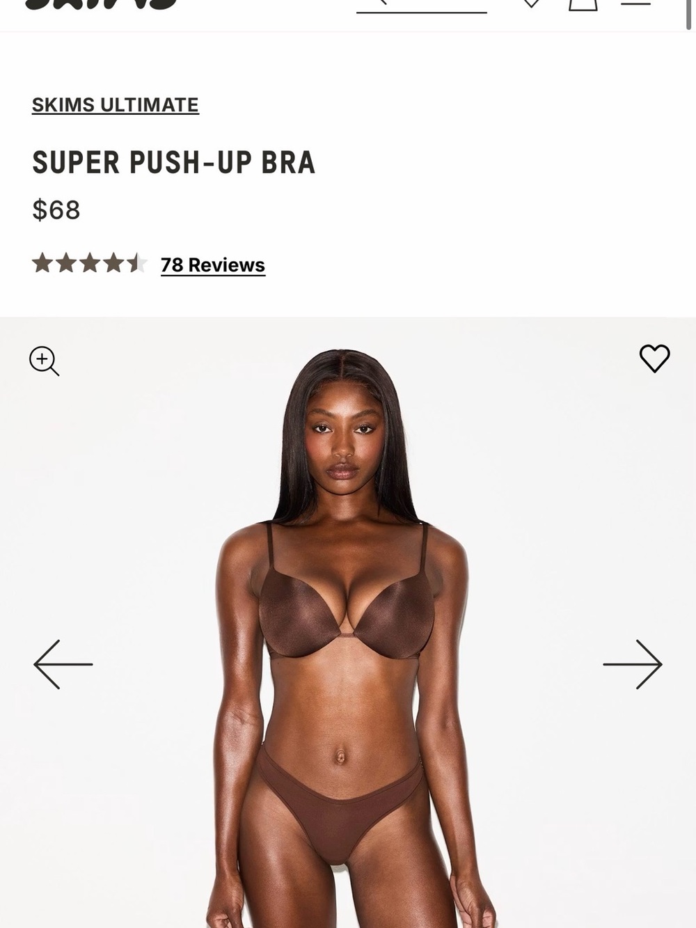 SKIMS Chocolate Brown ultimate push up bra